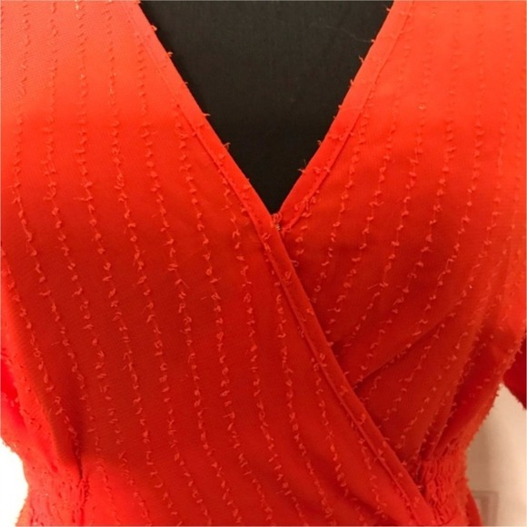 Michael Kors Wrap Dress Ruffle Orange Sparkle V-Neck Flared Sleeve S NWT $165 - Picture 4 of 13